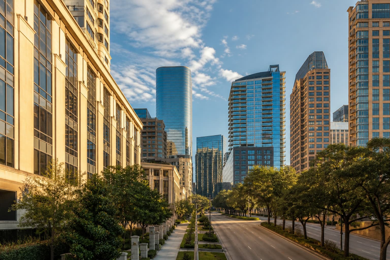 Houston Uptown in afternoon light